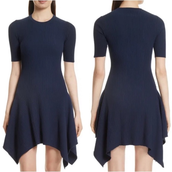 OPENING CEREMONY Eclipse Delta Marine Rib Knit Handkerchief Hem Dress $375 EUC S - Picture 10 of 12